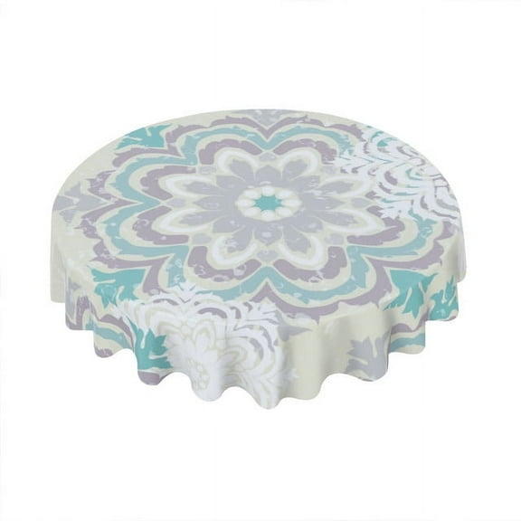 Eveokoki Round Holiday Tablecloth,Snowflake Winter Table Cloth, Waterproof Washable Polyester Table Cover for Christmas, Winter, Holiday, 60 Inch