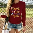 thumbnail image 2 of Kayannuo Fall Tee Shirts for Women Letter Graphic Print Round Neck Long Sleeve Ladies Tops and Blouses Fashion Women's 2021 Happy New Years Print O Neck T-shirt Long Sleeve Casual Blouse Top, 2 of 5