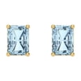thumbnail image 3 of 1 ct Screw-Back Stud Earrings for Women | 6x4mm Emerald Cut Natural Swiss Blue Topaz | 18K Yellow Gold, 3 of 5