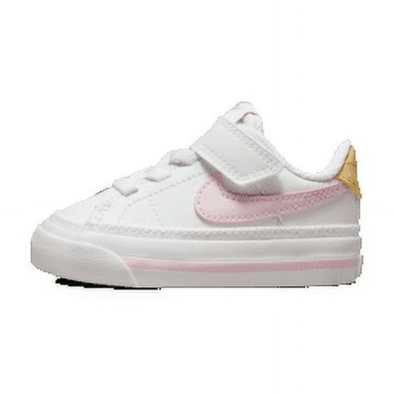 Nike Court Legacy Baby/Toddler Shoes Color: White/Sesame/Honeydew/Pink Foam Size: 2C