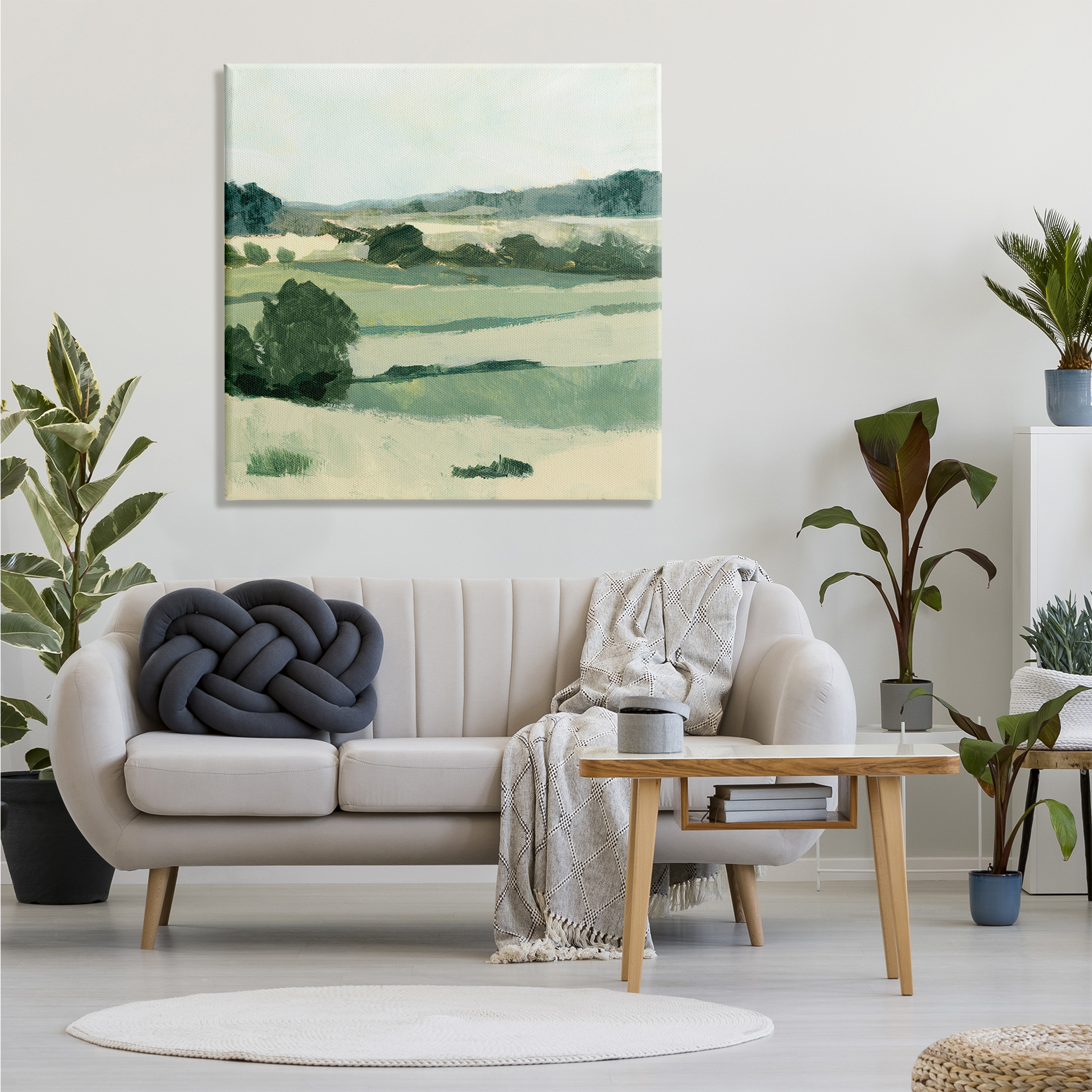 Stupell Industries Open Countryside Landscape Soft Green Rolling Hills Landscape Painting Gallery Wrapped Canvas Print Wall Art, 36 x 36