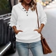 thumbnail image 3 of Yokua Women's Hoodies Casual Long Sleeve Quilted Half Button Drop Shoulder Pullover Tops Loose Drawstring, 3 of 8