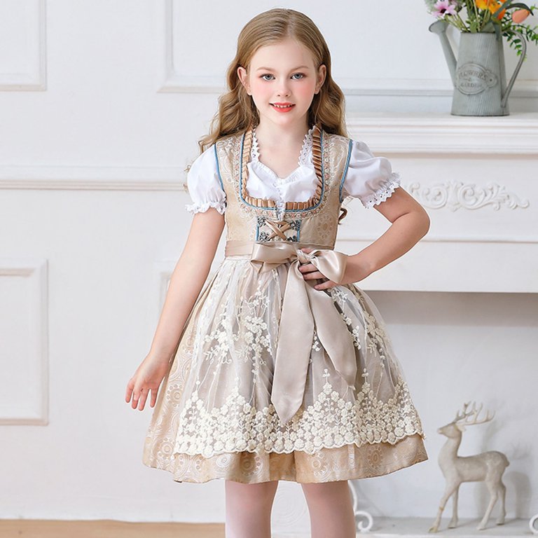 cute dirndl dress Yxbdin Dirndl Dress for Women Midi Bavarian Outfits Trendy Zip Front Flowy Oktoberfest Costume with Pockets Cute Corset Bodice Fashion Clothing,