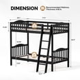 thumbnail image 3 of Ktaxon Twin over Twin Bunk Bed, Solid Wood Bed Frame with Guardrails, Space Saving Design for Bedroom, Black-Basic Version, 3 of 8