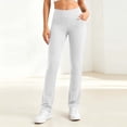 thumbnail image 2 of Straight Leg Leggings High Waisted Yoga Pants Casual Lounge Tummy Control Soft Workout Pants Solid Color Stretch Dress Pants with Pockets, 2 of 9