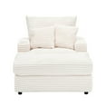 thumbnail image 6 of Upholstered Armchair with  Ottoman , Sleeper Chair ,Corduroy Chaise Longue Chair , Comfy Deep Seat Oversized Chaise Lounge Indoor with cup holder, 6 of 12