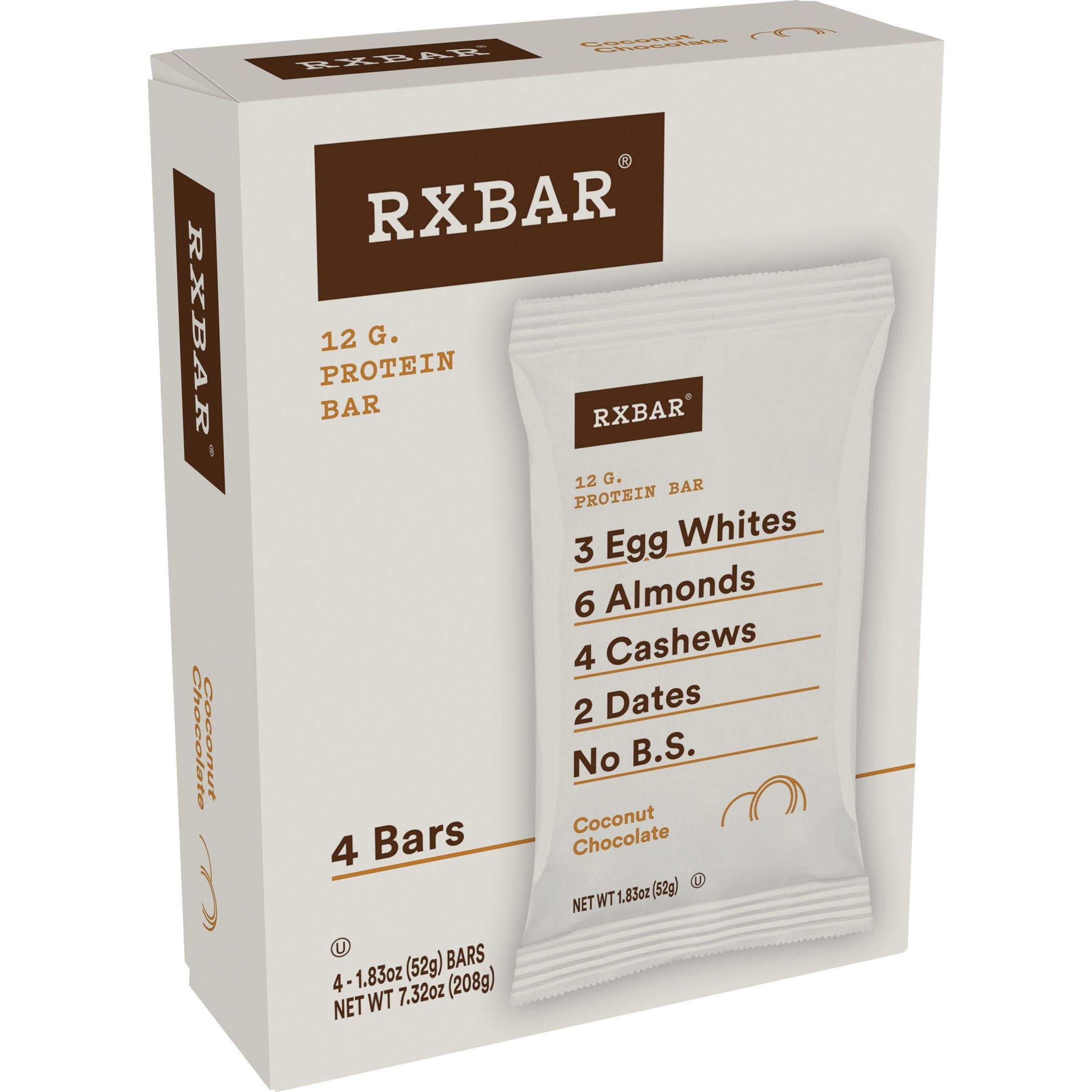 RXBAR Protein Bars, Coconut Chocolate, 7.32 oz, 4 Count