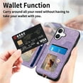 thumbnail image 3 of for iPhone 17 Phone Case Wallet with Card Holder,PU Leather Flip Folio Case,RFID Blocking Ring Holder Kickstand Wrist Strap Magnetic Protective Women Men Cover,Purple,For iPhone 17, 3 of 11