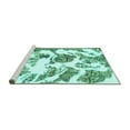 thumbnail image 2 of Ahgly Company Machine Washable Indoor Square Abstract Turquoise Blue Modern Area Rugs, 3' Square, 2 of 4