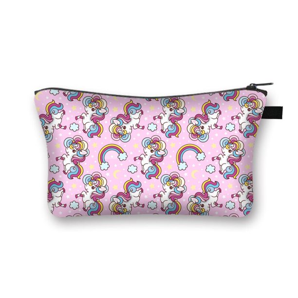Bolsa de cosméticos de unicornio para mujer, para chica Neceser de maquillaje, bolsa de artículos de tocador para viaje, soporte para lápiz labial, bolso de mano para mujer, estuche de cosméticos Kawa LIUWENJING unisex