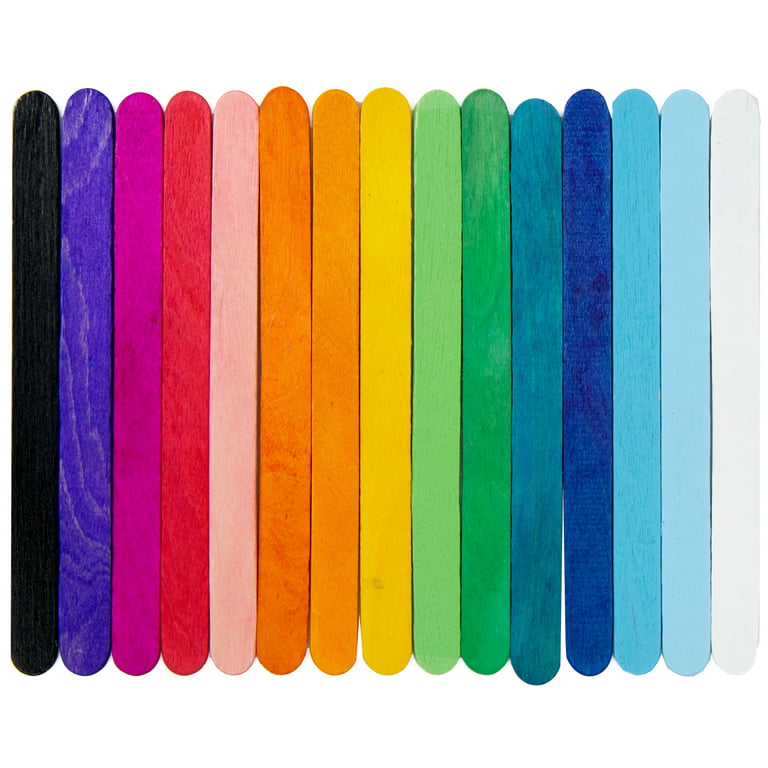 150 PC 4 Bulk Rainbow Notched Craft Sticks