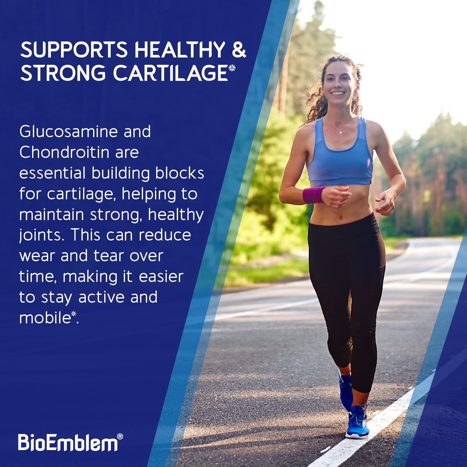 BioEmblem Joint Support - Glucosamine Chondroitin + MSM 1500 MG - With Boswellia, Turmeric & Hyaluronic Acid - Joint Health Supplement, Mobility, Flexibility, Cartilage - Non-GMO - 90 Caps