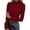 Burgundy, variant on PRETTYGARDEN Women's Fall Long Sleeve Fitted Shirts | Comfy Stretchy Cable Knit, Trendy Lettuce Trim Mock Neck, Casual Basic Tees, Cute Layering Tops, Fashion Clothing