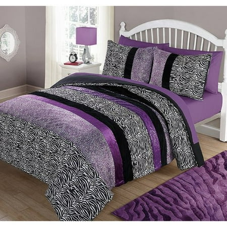 Your Zone Zebra Bedding Comforter Set Walmart Com