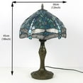 thumbnail image 6 of levang Tiffany Style Table Lamp Sea Blue Stained Glass Dragonfly Style Shade Antique Base, 6 of 10