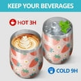 thumbnail image 4 of 12oz Stemless Wine Tumblers Pink Strawberry Plants Fruit Vacuum Insulated Stainless Steel Travel Tumbler Cups Mug with Lid and Straw for Champaign,Cocktail,Beer with Cleaning Brush, 4 of 5