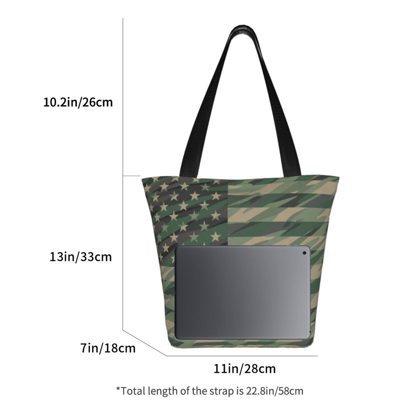 Ratiio Jungle Green Camo USA Flag Print Shoulder Bag for Women, Polyester Crossbody Purse Lightweight Handbag for Daily Travel and Casual Use