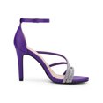 thumbnail image 3 of BLISSFUL STEP Women's Open Toe Rhines Strappy Ankle Strap Stiletto Heels Sandals Purple 10, 3 of 7