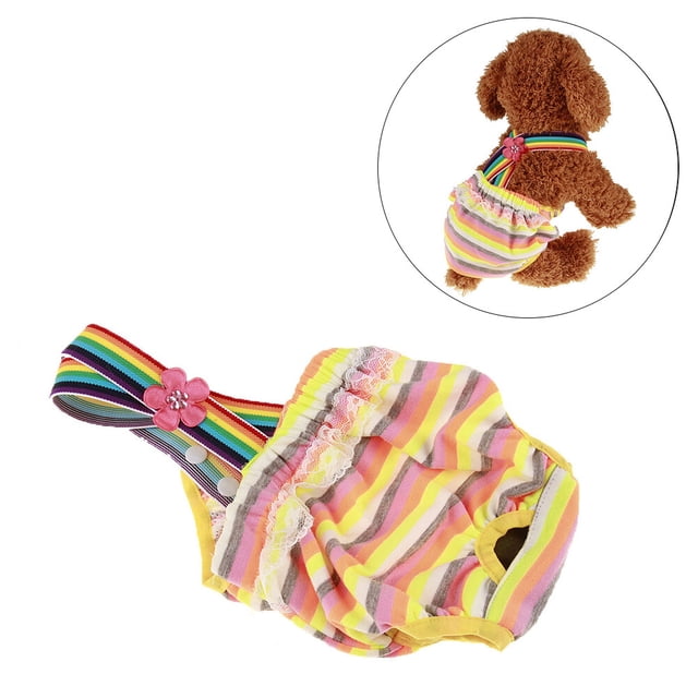 Pañal sanitario a rayas de colores para perros, cómodo y fisiológico, lavable, para la menstruación, con tirantes, talla XL (blanco, gris y morado)