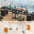 thumbnail image 2 of Satifur Computer Desk with 4 Drawers, 61 Inch Reversible Desk with Led Lights & Power Outlet, Home Office Desk with File Drawer & Monitor Stand, Black, 2 of 9