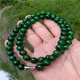 thumbnail image 3 of Jewelry Dry Green Buddhist Bead Necklace, Burmese Jade Iron Dragon Round Beads, Full Green Women's Necklace, 3 of 3