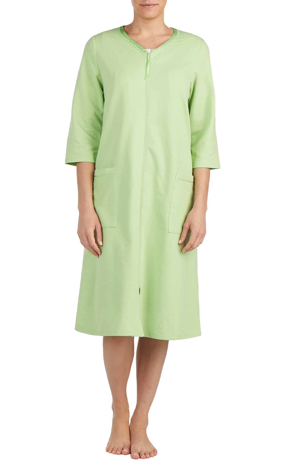 Women's and Women's PlusSize Traditional 3/4Sleeve ZipFront Robe