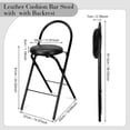 thumbnail image 3 of 2 count 24 Inch Folding Bar Stool with Backrest, Leather Padded Folding Stools for Adults up to 350lbs, Collapsible Round Counter Height Stool Chair for Camping Kitchen Shop Cafe (Black), 3 of 6