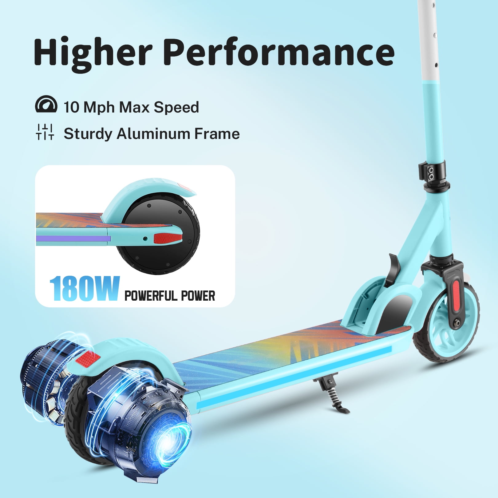 SANOPY 180W Electric Scooter for Kids, 3 Speeds and Height Adjustable,up to 10 mph, 80 Mins Ride Time,LED Visible Display for Kids Ages 6-14,Ideal Gifts for Kids