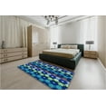 thumbnail image 5 of Ahgly Company Machine Washable Indoor Round Transitional Cobalt Blue Area Rugs, 6' Round, 5 of 7
