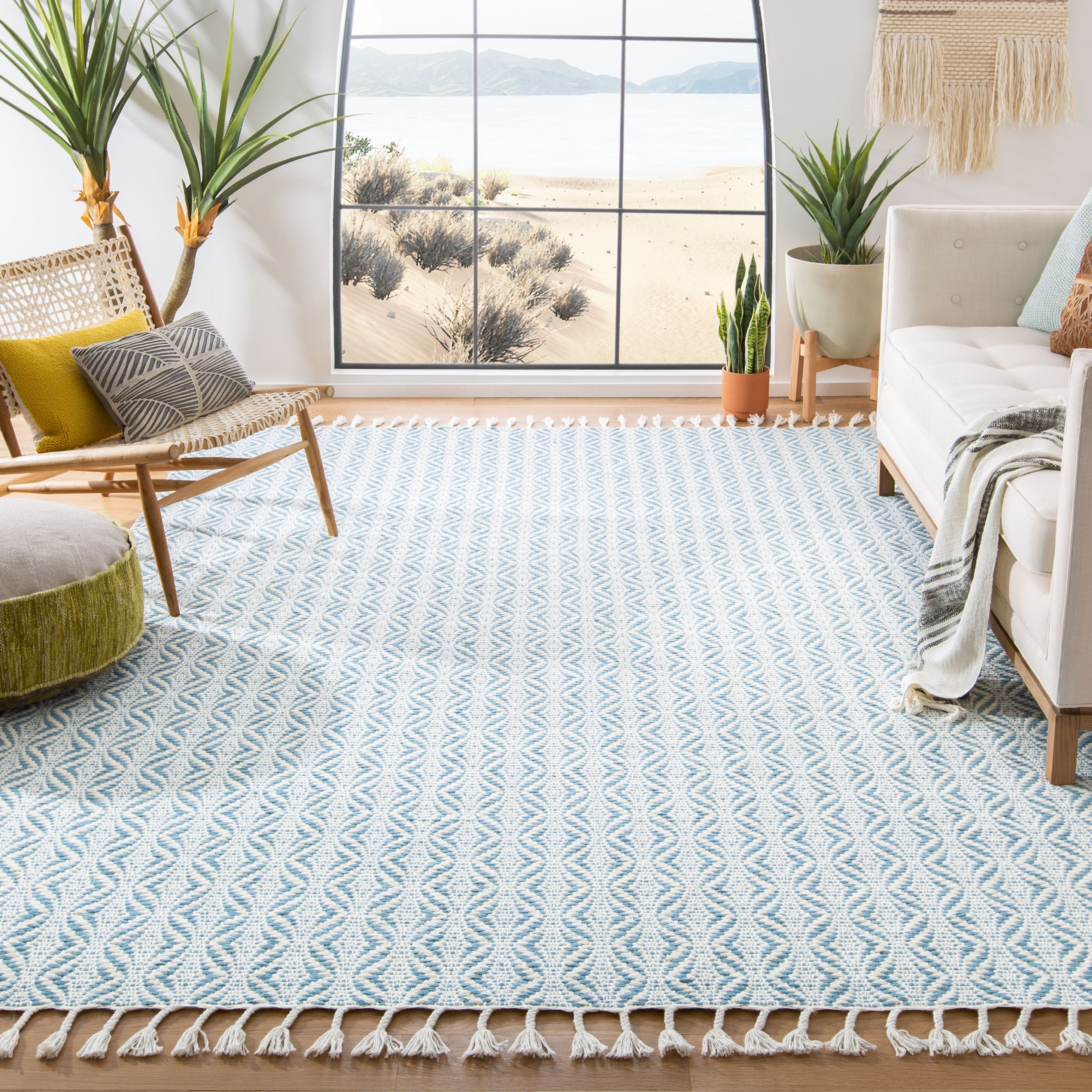SAFAVIEH Natura Mesa Geometric Striped Area Rug, Blue, 9' x 12'