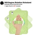 thumbnail image 5 of 3-Layer Kids Case for iPad Air 11 Inch 2024, Durable Sturdy Protection Silicone PC Case with Swivel Stand, Hand Strap and Shoulder Strap + Pencil Holder with Charging Port Lid - Greenwhite, 5 of 13
