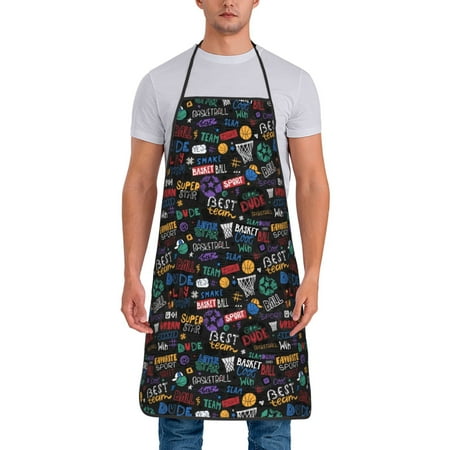 

Zeuib Basketball Print Unisex Waterproof Aprons Cooking Aprons for Kitchen Gardening and Salon Water & Oil Resistant