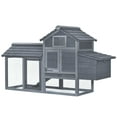 thumbnail image 2 of PawHut 59" Small Wooden Chicken Coop with Removable Tray, Gray, 2 of 9