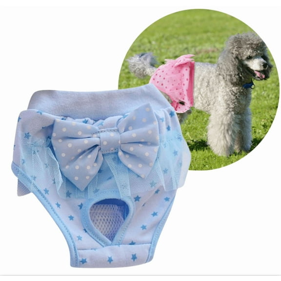 Pet Sanitary Panties Dog Cat Puppy Pants Short Diaper Underwear - Sky Blue, L