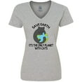 thumbnail image 3 of Inktastic Save Earth It's the Only Planet with Cats with Black Cat Women's V-Neck T-Shirt, 3 of 5