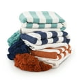 thumbnail image 3 of Ox Bay Blue/White Striped Cotton Throw Blanket, 50" x 60", 3 of 11