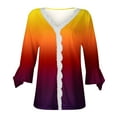 thumbnail image 4 of Dyegold Blouses For Women Dressy Casual 3/4 Flare Sleeve Lace Trim V Neck Floral Print Vintage Tunic Tops Loose Fit Shirts, 4 of 5