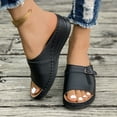 thumbnail image 3 of THDHVS Black Sandals Women,Sandals for Women 2025,Women's Fashion Casual Summer Color Matching Thick Bottom Hollow Open Toe Wedge Heel Beach Sandals Black 5.5, 3 of 5