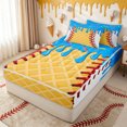 thumbnail image 2 of Erosebridal Dripping Ice Cream Zipper Full Size Comforter Sets with Fitted Sheet and 2 Pillowcases for Boys Men, Waffle Baseball Zipper Bedding Set, Blue Yellow, Reversible, 4 Pieces, 2 of 7