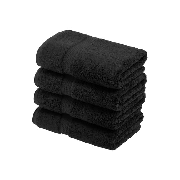 Superior Egyptian Cotton Heavyweight Hand Towel Set of 4, Black