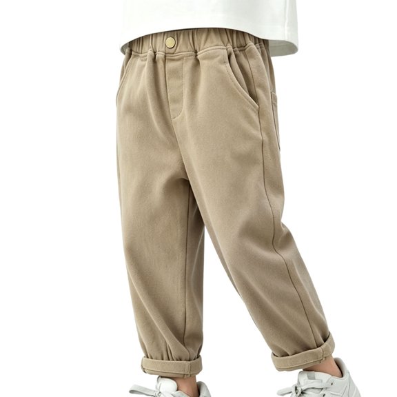 Edvintorg Boys' Pants 2026 Winter Elastic Waist Casual Cotton Pants with Pockets Outdoors Joggers For Boys Kids 1-10 Years