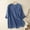Blue, variant on TIANZEN Women's Embroidered And Linen Shirt Spring And Summer Light Ethnic Style V Neck Top Women V Neck Short Sleeves Top Womens Sleep Shirt