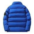 thumbnail image 3 of RYDCOT Men's Down Jacket Padded Zipper Winter Warm Thicken Puffer Coats Windproof Casual Warm Jacket Long Sleeved Stand Collar Cotton Jacket Blue, 3 of 8