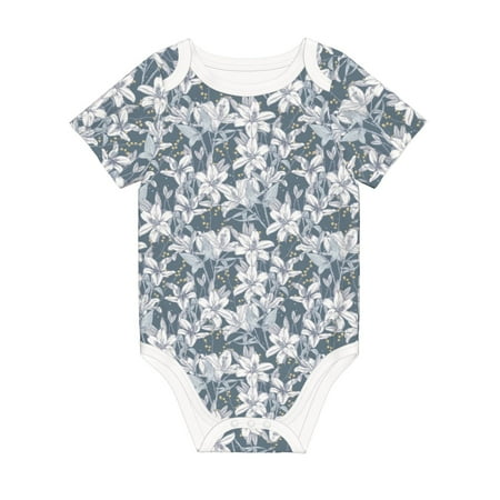 

Coaee Lilies Flowers for Soft Cotton Baby Short-Sleeve Bodysuit Baby Girls Boys Bodysuit Romper