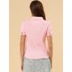 thumbnail image 5 of Camisa De Manga Corta Suave Con Botones Y Cuello Peter Pan Dulce Para Mujer Rosa claro M, 5 of 6
