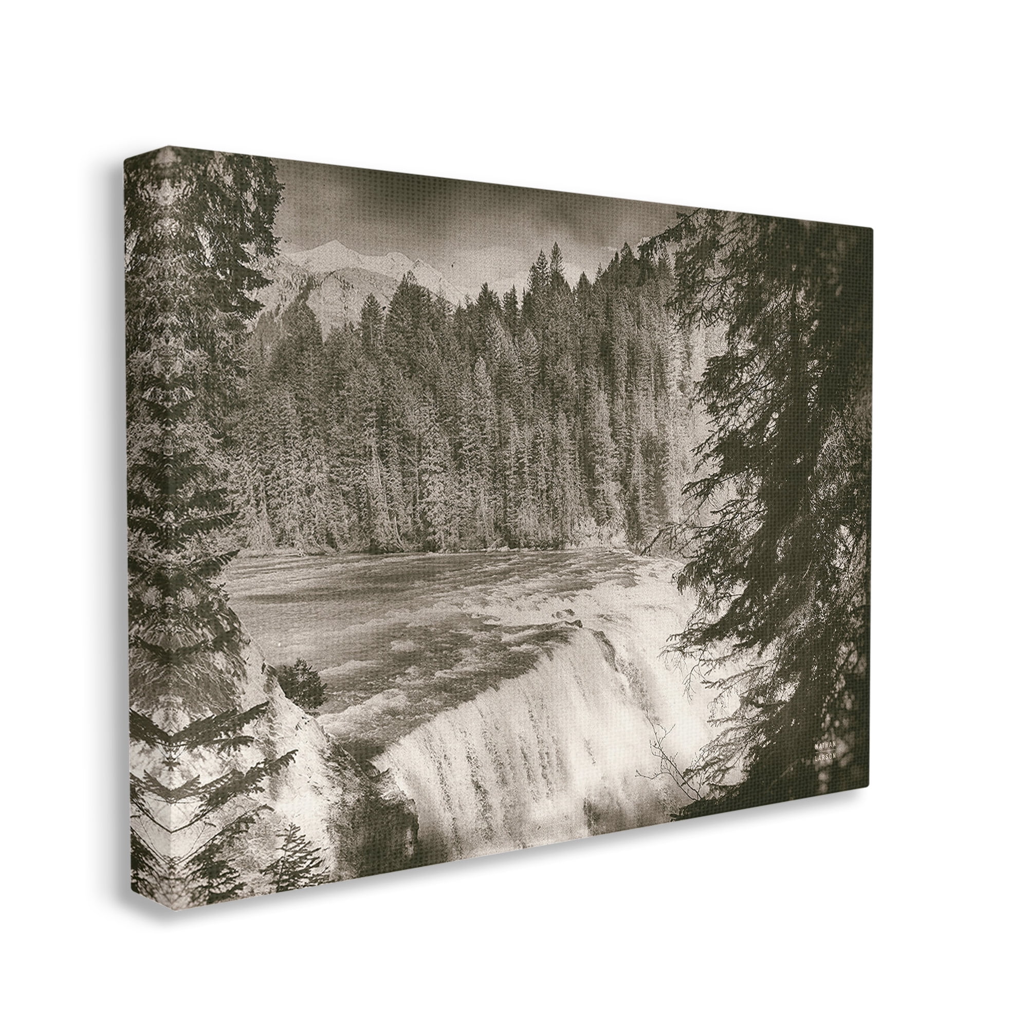 Stupell Industries Woodland Waterfall Photography Landscape Photography Gallery Wrapped Canvas Art Print Wall Art, 20 x 16
