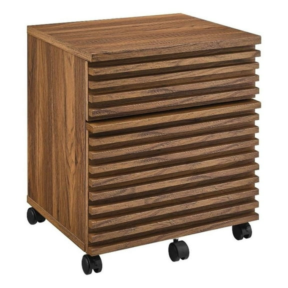 Pemberly Row Contemporary Wood and Plastic File Cabinet in Walnut
