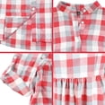 thumbnail image 5 of FANCYINN Women's Gingham Stand Collar Shirt Dress Button Down Casual Long Sleeve Tie Sleeves Mini Plaid Shirt Dresses Red and White and Grey XL, 5 of 5