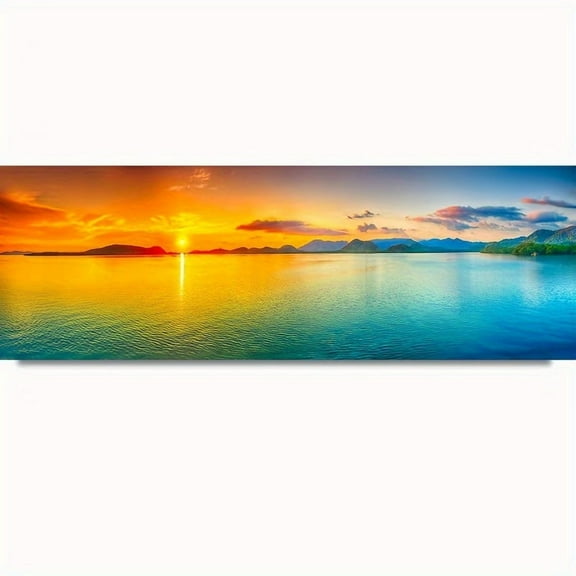 1 Piece Sunset Beach Canvas Art Print, Modern Nautical Theme Wall Decoration, Frameless Ocean Landscape Poster, Suitable for Home Office, Living Room, Bedroom, Frameless Canvas Painting