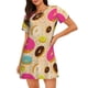 thumbnail image 1 of Fotbe Donuts Bata de Dormir para Mujer con Estampado, Camisón de Algodón de Manga Corta, Ropa de Dormir Casual, 1 of 6